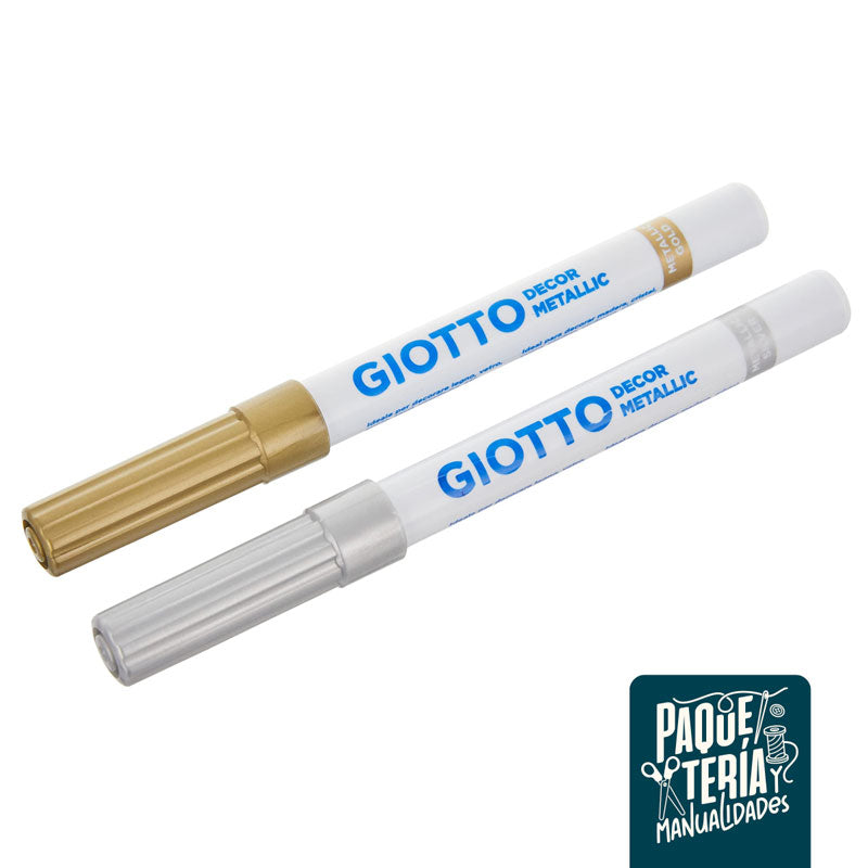 SET MARCADORES GIOTTO DECOR - 2 COLORES METALIZADOS ORO Y PLATA