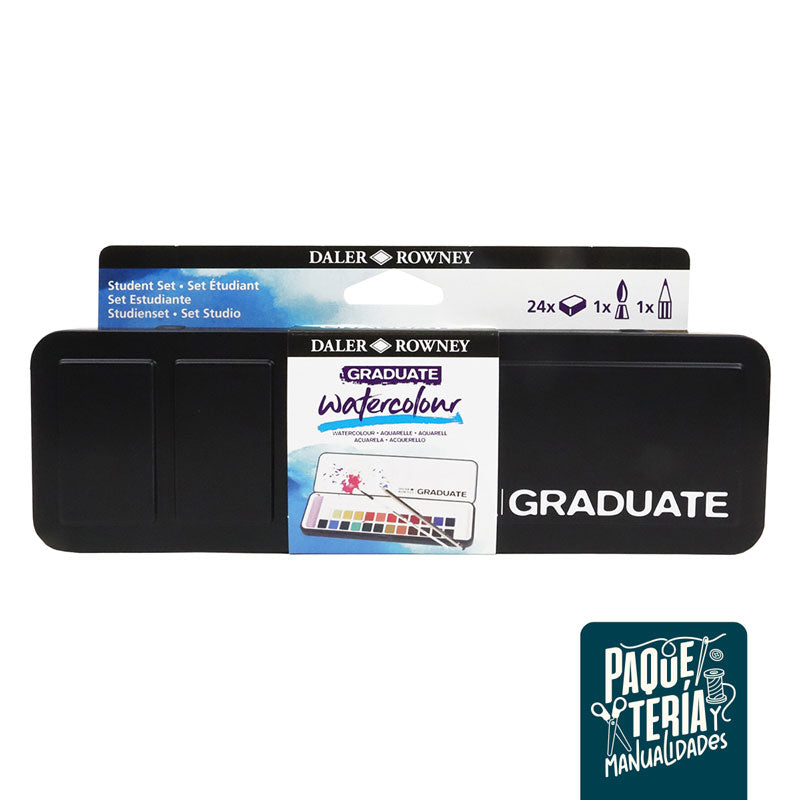 ACUARELA DALER ROWNEY GRADUATE WATERCOLOUR - 24 COLORES + PINCEL Y LÁPIZ