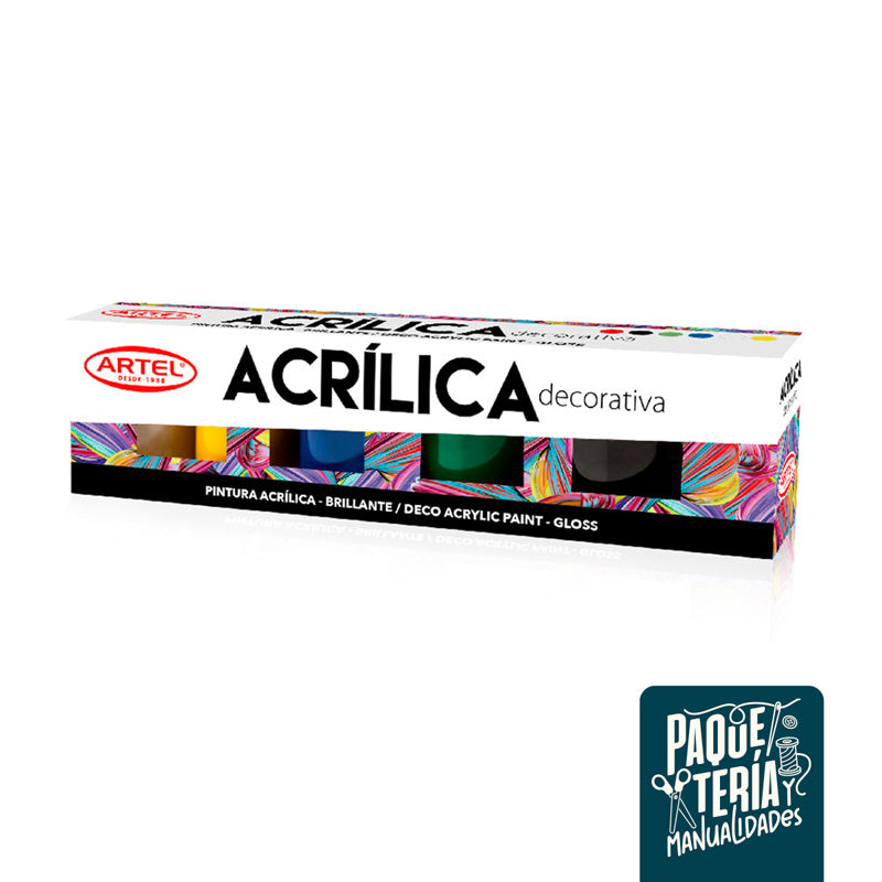 SET DE PINTURA ACRÍLICA DECORATIVA - 6 COLORES - ARTEL