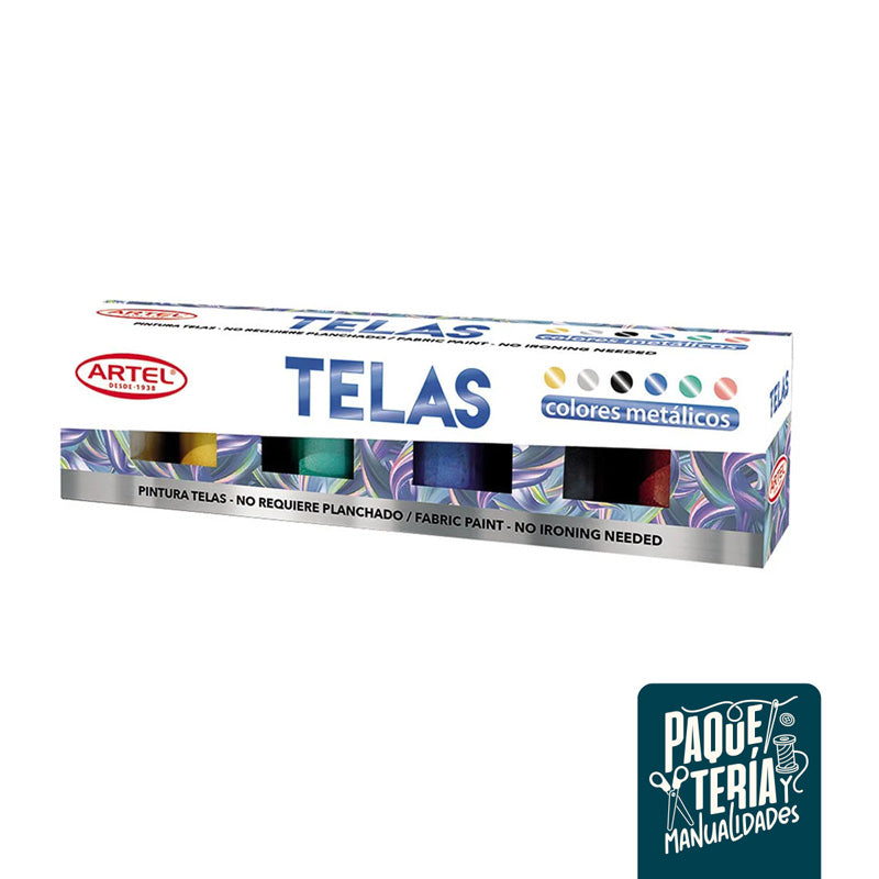 SET DE PINTURA DE TELAS - 6 COLORES METÁLICOS - ARTEL
