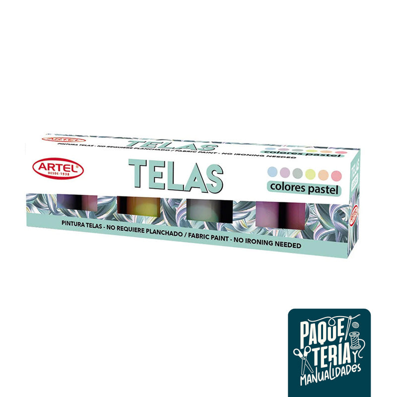 SET DE PINTURA DE TELAS - 6 COLORES PASTEL - ARTEL