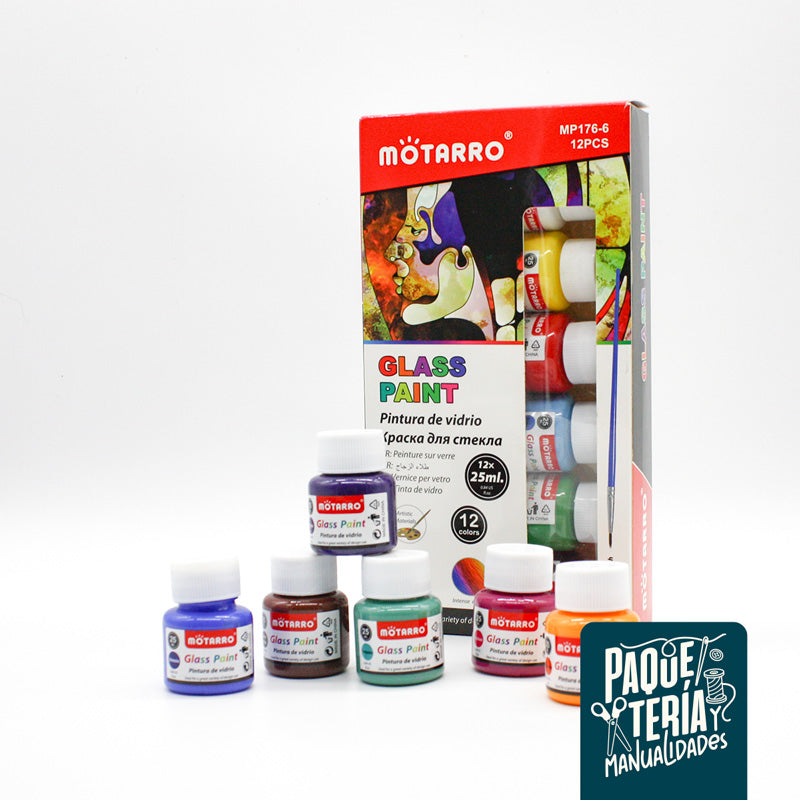 PINTURA DE VIDRIO MOTARRO - 12 COLORES - 25 ML