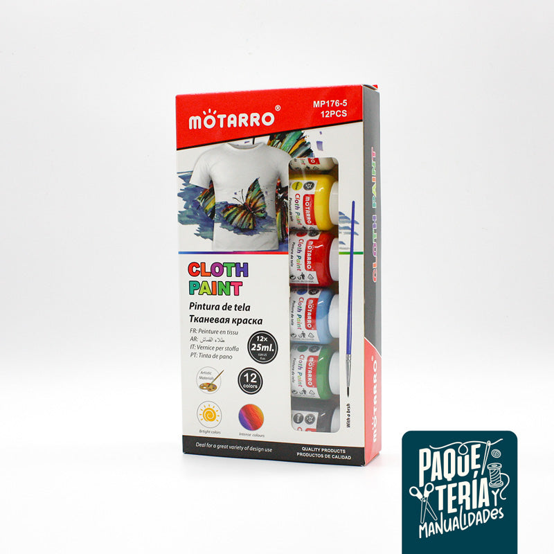PINTURA DE TELA 12 COLORES/25 ML