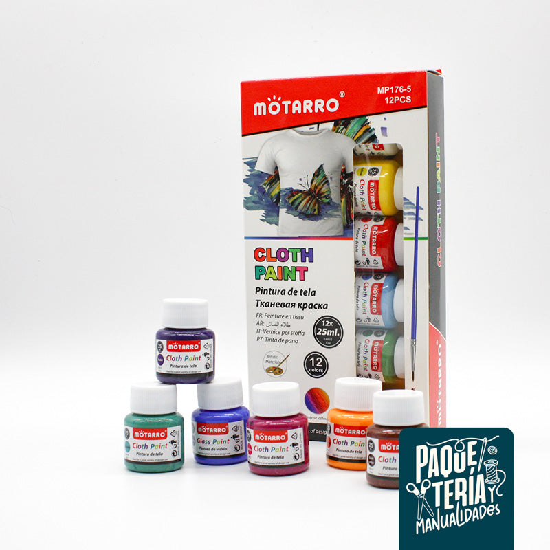 PINTURA DE TELA 12 COLORES/25 ML