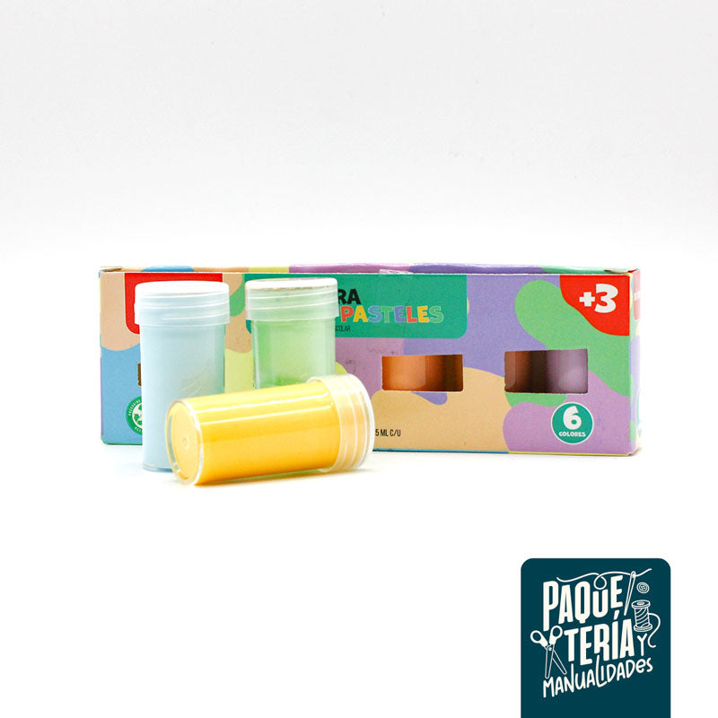 TEMPERA 6 COLORES PASTELES 15 ML
