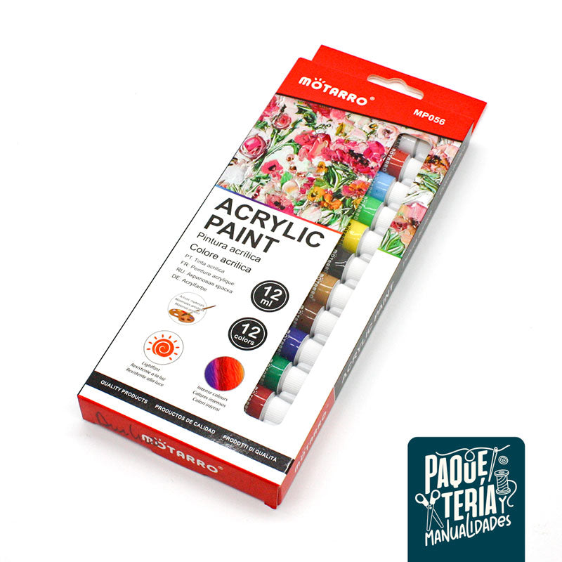 PINTURA ACRÍLICA MOTARRO - 12 COLORES - 12 ML