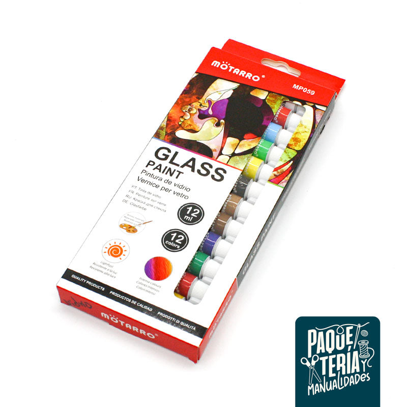 PINTURA DE VIDRIO MOTARRO- 12 COLORES - 12 ML
