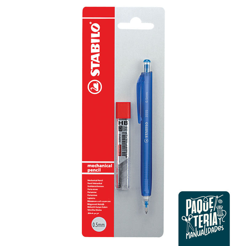 SET PORTAMINAS STABILO 0,5/0,7 MM + REPUESTO DE MINAS + GOMA
