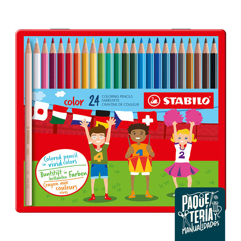 LÁPICES DE COLOR STABILO - CAJA METÁLICA 24 UNIDADES