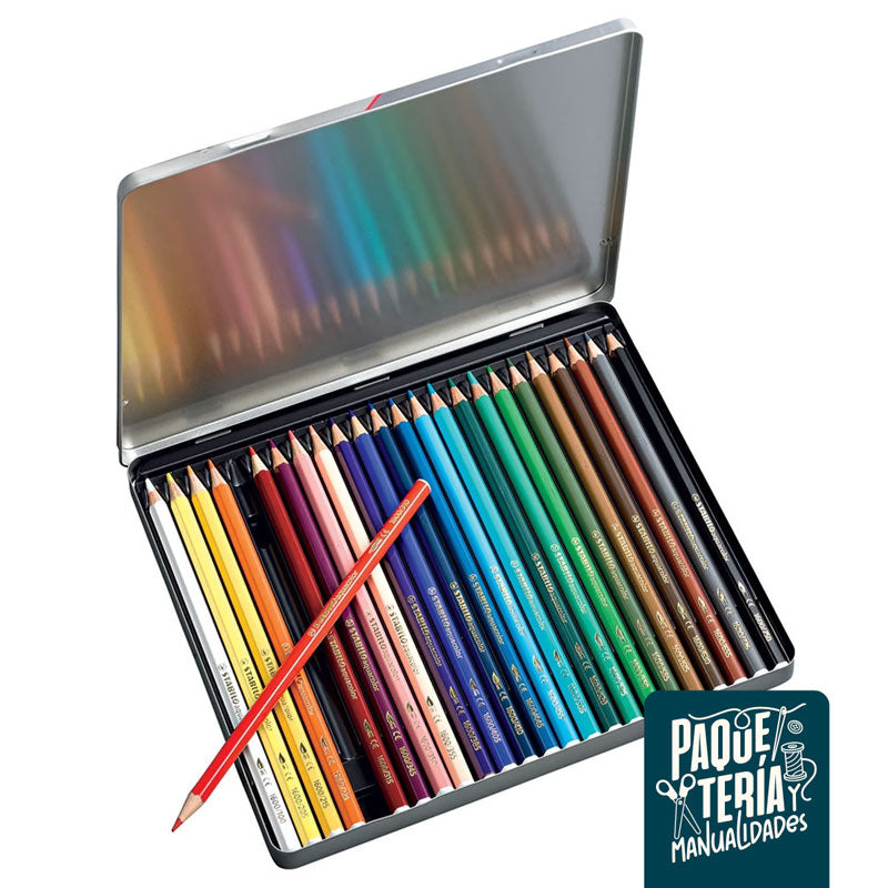 LÁPICES DE COLOR STABILO - CAJA METÁLICA 24 UNIDADES