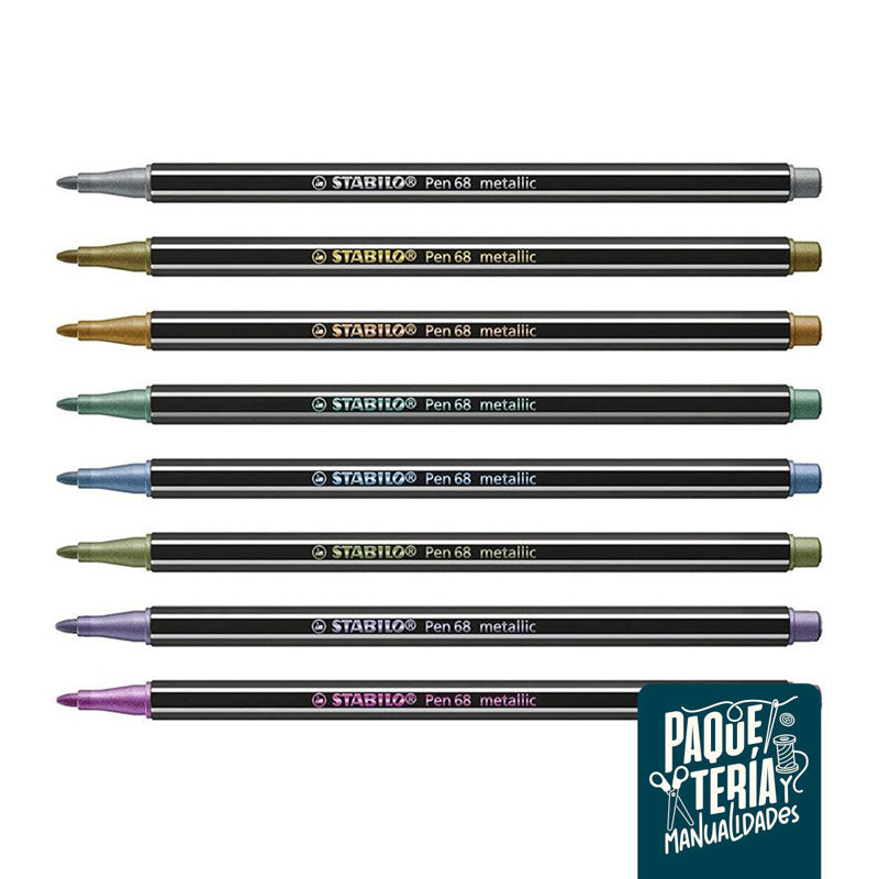 ROTULADOR STABILO PEN 68 METÁLICO - SET 8 UNIDADES