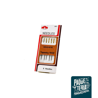 AGUJAS PARA BORDAR Y COSER TAPESTRY #18/ 22 CON PUNTA - 6 UNIDADES