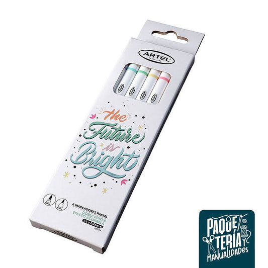 SET 6 MARCADORES PASTEL DOBLE PUNTA ARTEL