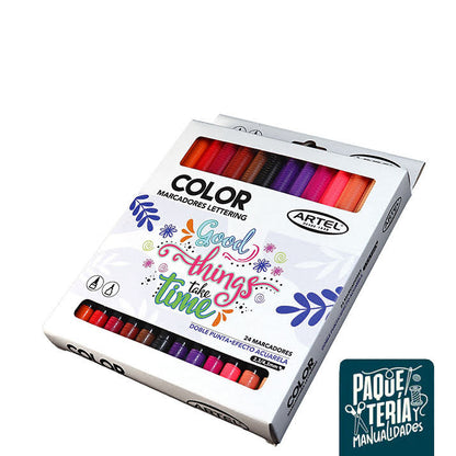 SET LIBRO APRENDE LETTERING + MARCADORES ARTEL