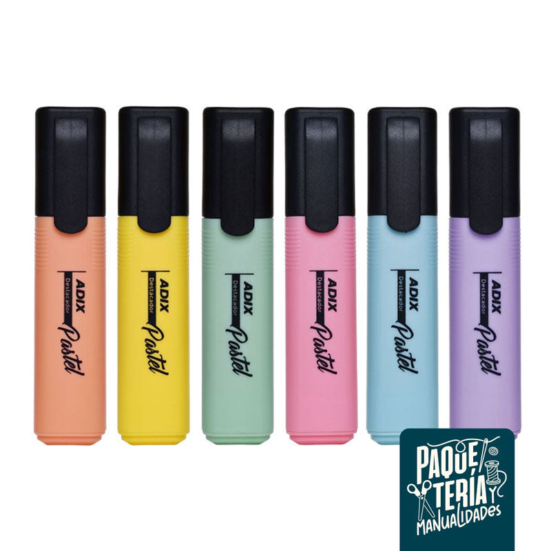 SET DESTACADORES PASTEL - ADIX 6 UNIDADES