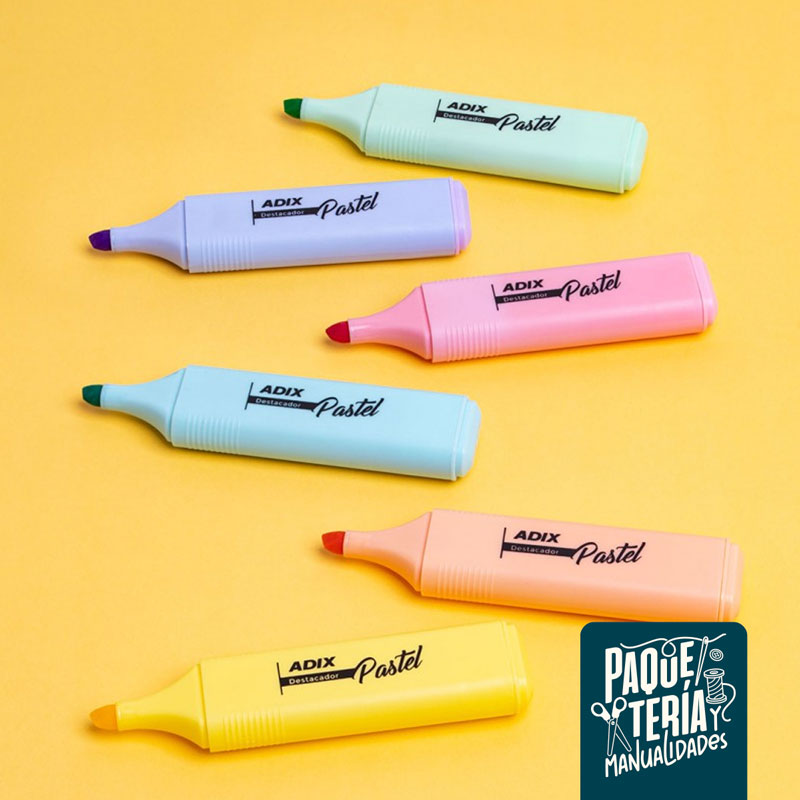 SET DESTACADORES PASTEL - ADIX 6 UNIDADES