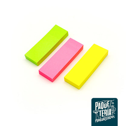 NOTAS ADHESIVAS X 3 - 100 HJS - COLORES NEÓN