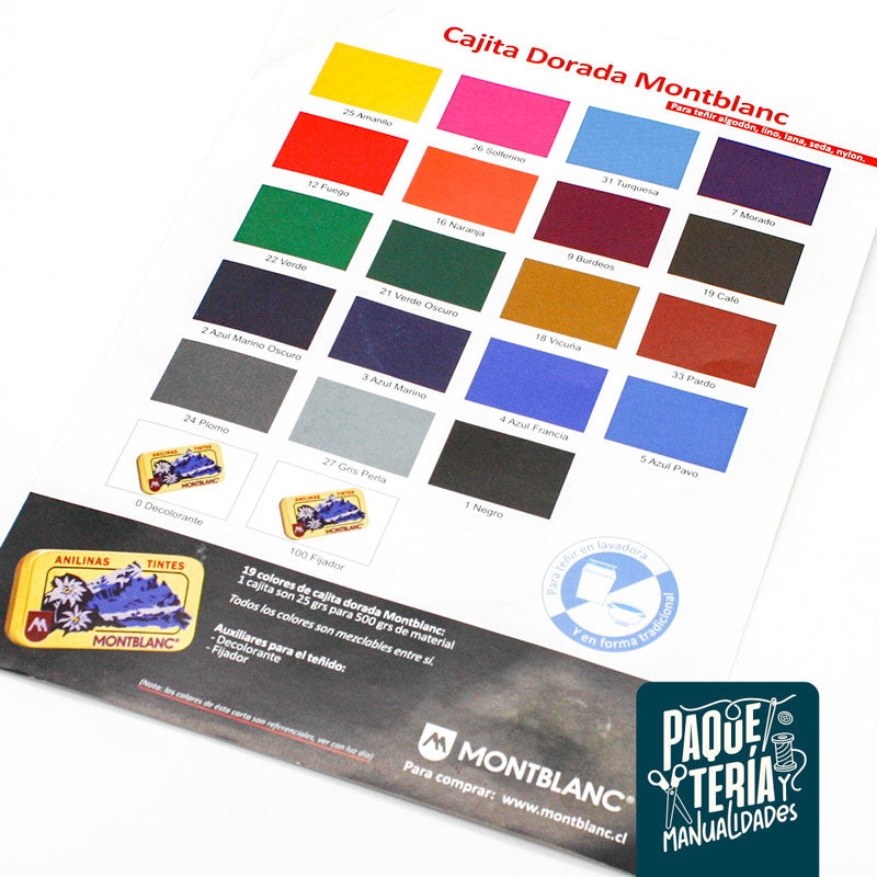 ANILINA MONTBLANC CAJITA DORADA- 25 GR - COLORES