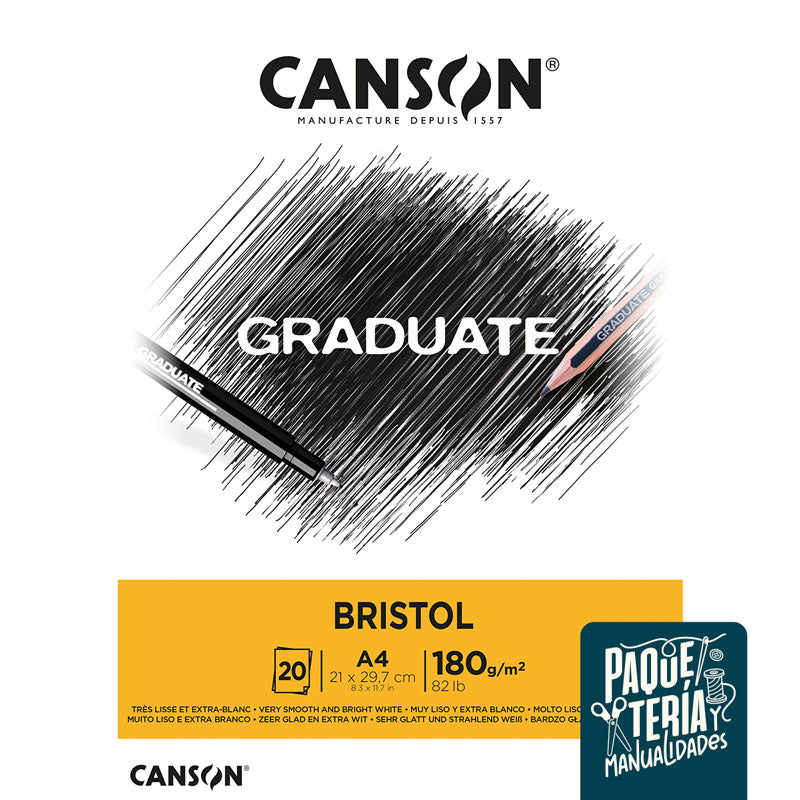 BLOCK CANSON GRADUATE BRISTOL - A4 20 HJS - 180 G/M2