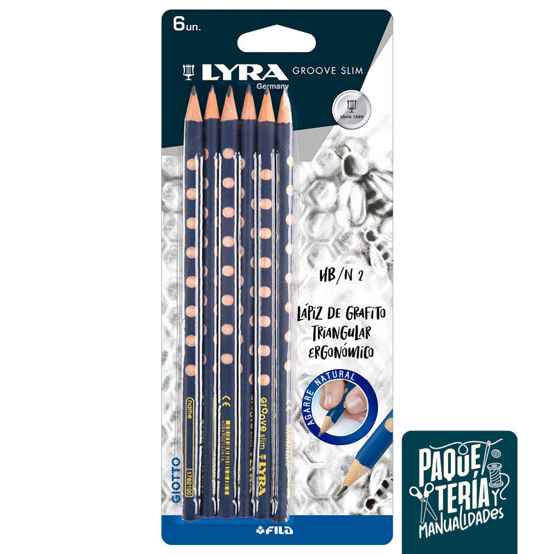 LÁPIZ GRAFITO LYRA GROOVE SLIM HB - N°2 - 6 LÁPICES MINA