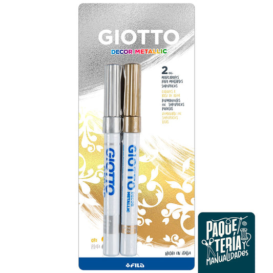 SET MARCADORES GIOTTO DECOR - 2 COLORES METALIZADOS ORO Y PLATA