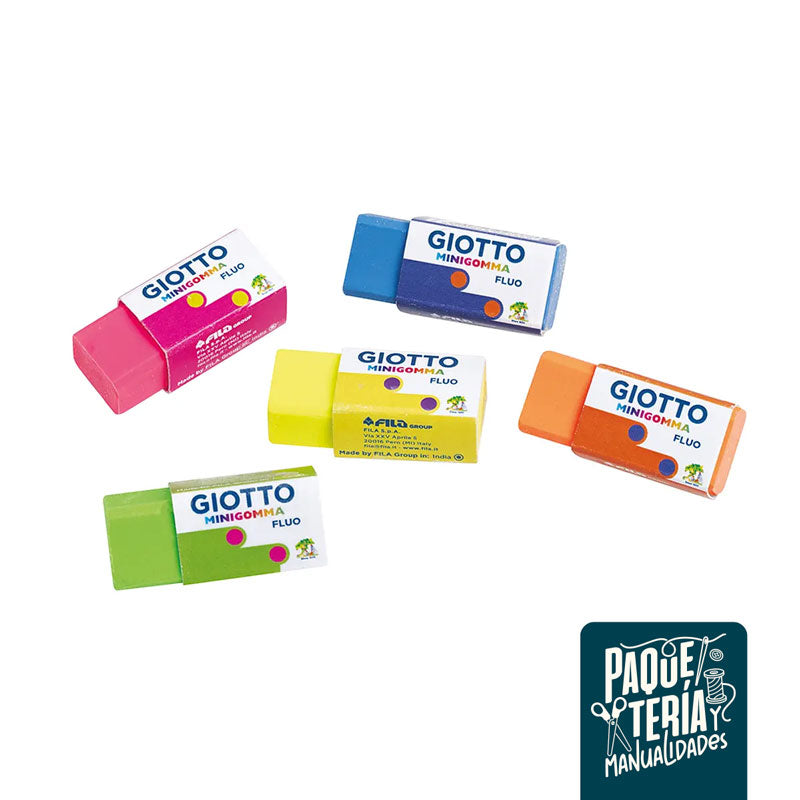 MINIGOMMA GIOTTO - 5 GOMAS DE BORRAR COLOR FLÚOR