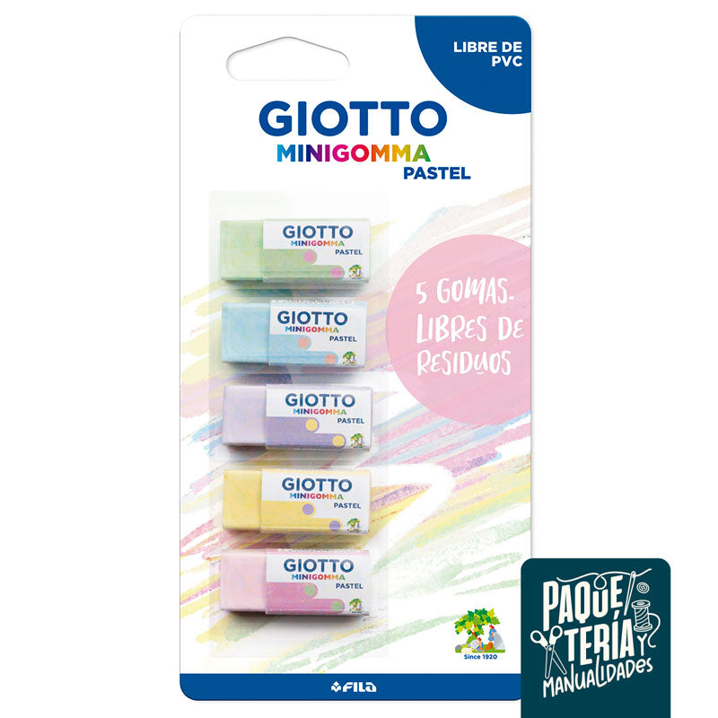 SET GOMAS DE BORRAR GIOTTO - 5 UNIDADES COLOR PASTEL