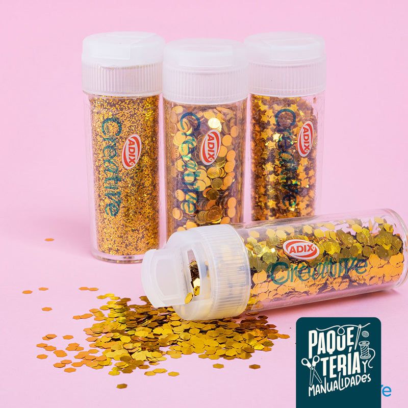 SET CONFETI GLITTER DORADO