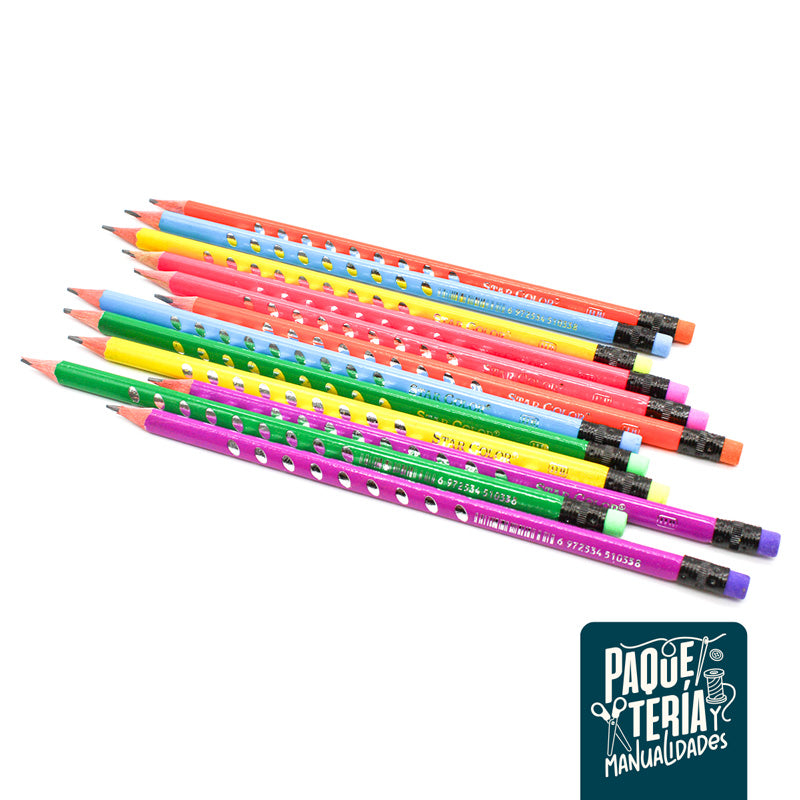 LÁPICES GRAFITO CON GOMA DE BORRAR - SET 12 LÁPICES MINA