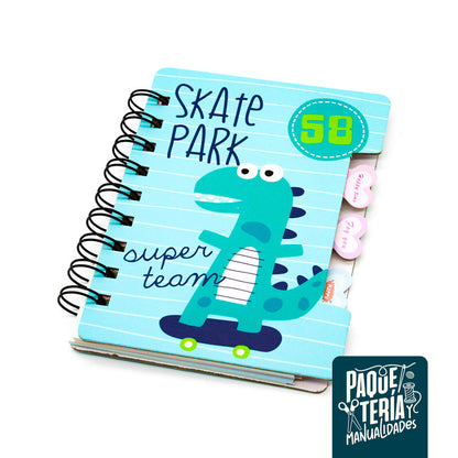 AGENDA MINI CON ESPIRAL DINOSAURIO 48 HJS - PLANIFICADOR DINOSAURIO