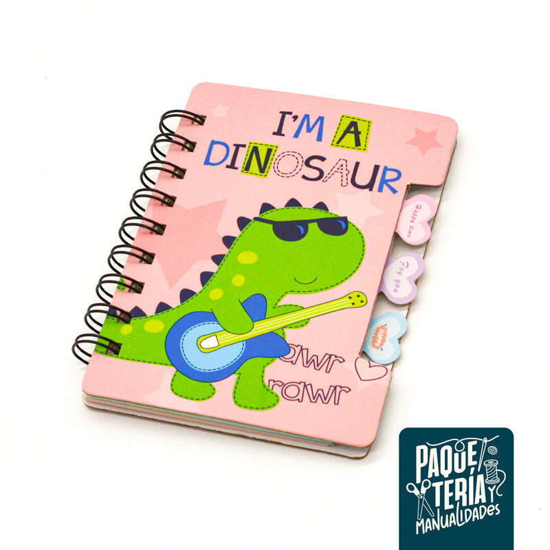 AGENDA MINI CON ESPIRAL DINOSAURIO 48 HJS - PLANIFICADOR DINOSAURIO