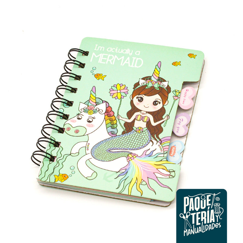 AGENDA MINI CON ESPIRAL SIRENITA 48 HJS - PLANIFICADOR SIRENITA