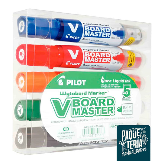 SET MARCADORES DE PIZARRA RECARGABLES BOARD MASTER PILOT -  5 PLUMONES PIZARRA