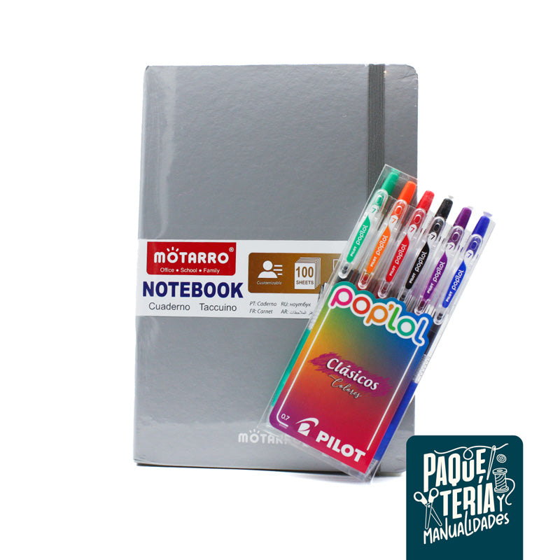 PACK CUADERNO NOTAS - LÁPICES GEL POP LOL PILOT