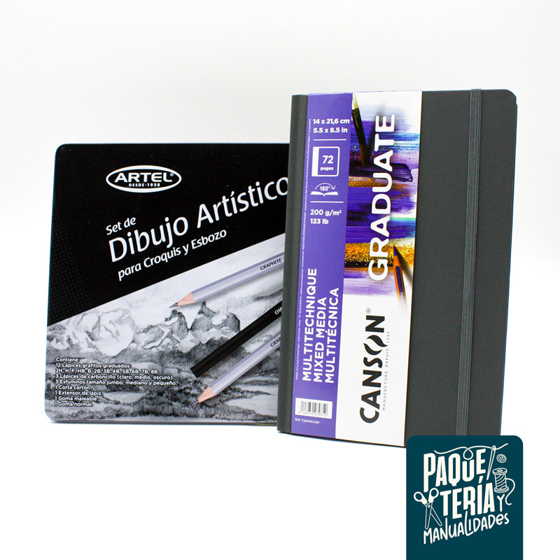 PACK CUADERNO CANSON GRADUATE MULTITÉCNICA - SET DIBUJO ARTÍSTICO ARTEL