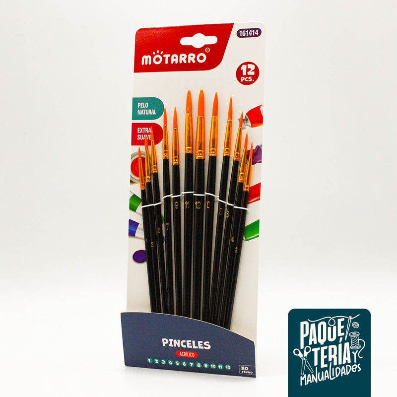SET 12 PINCELES CON PELO NATURAL EXTRA SUAVE ALTA GAMA