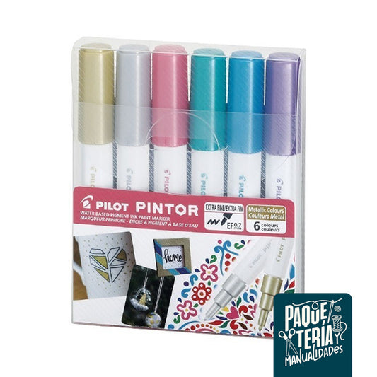 SET MARCADORES PILOT PINTOR - 6 UNIDADES - COLORES METALIZADOS