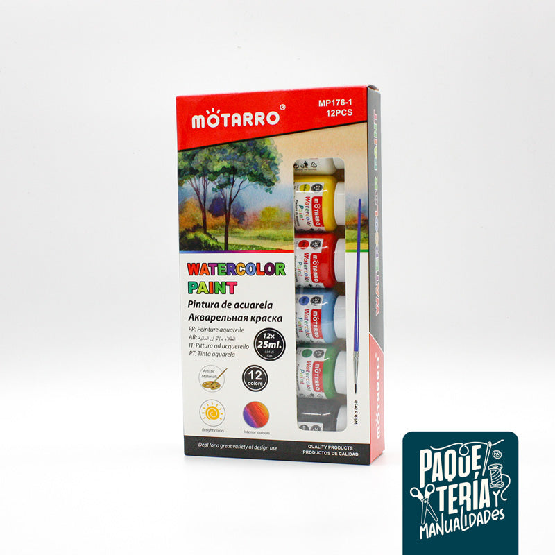 PINTURA DE ACUARELA 12 COLORES/25 ML