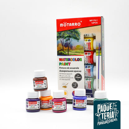 PINTURA DE ACUARELA 12 COLORES/25 ML