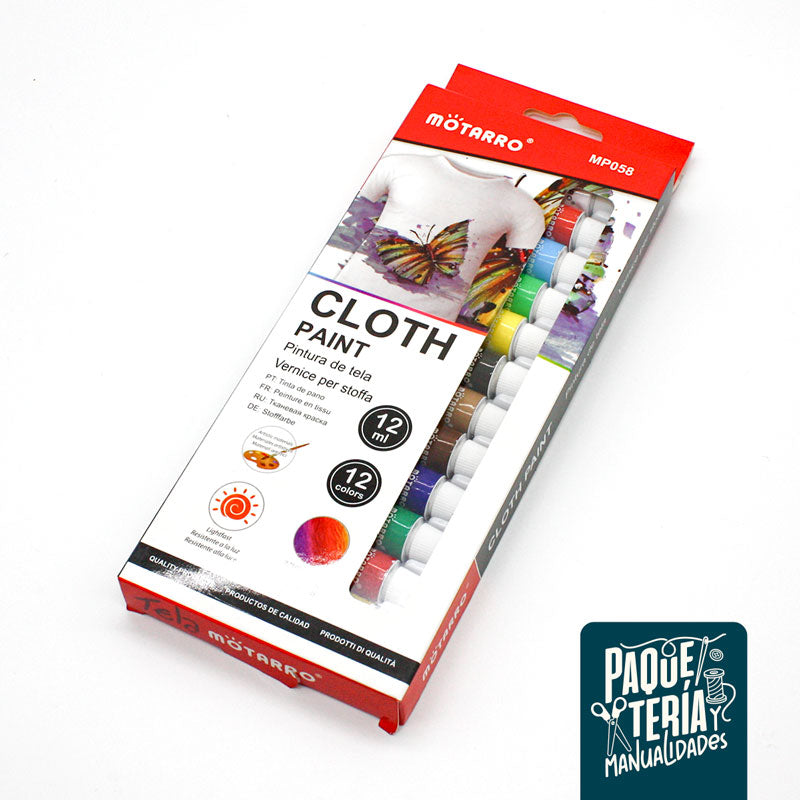 PINTURA DE TELA MOTARRO - 12 COLORES - 12 ML