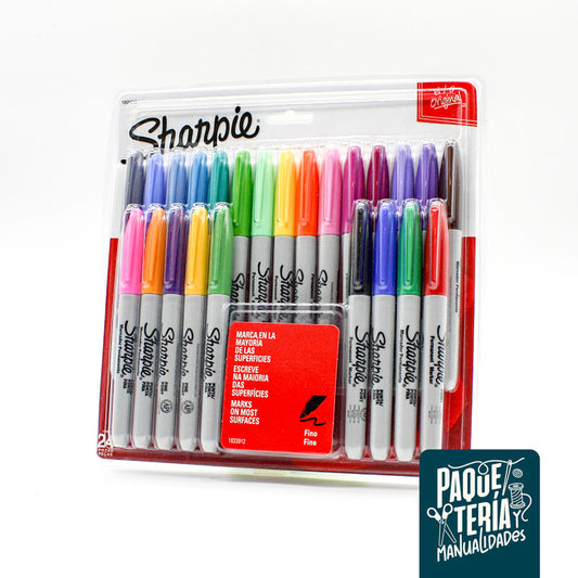 Set 24 marcadores permanentes Sharpie - Punta fina - Colores