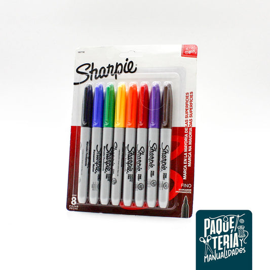 Set 8 marcadores permanentes Sharpie - Punta fina - Colores