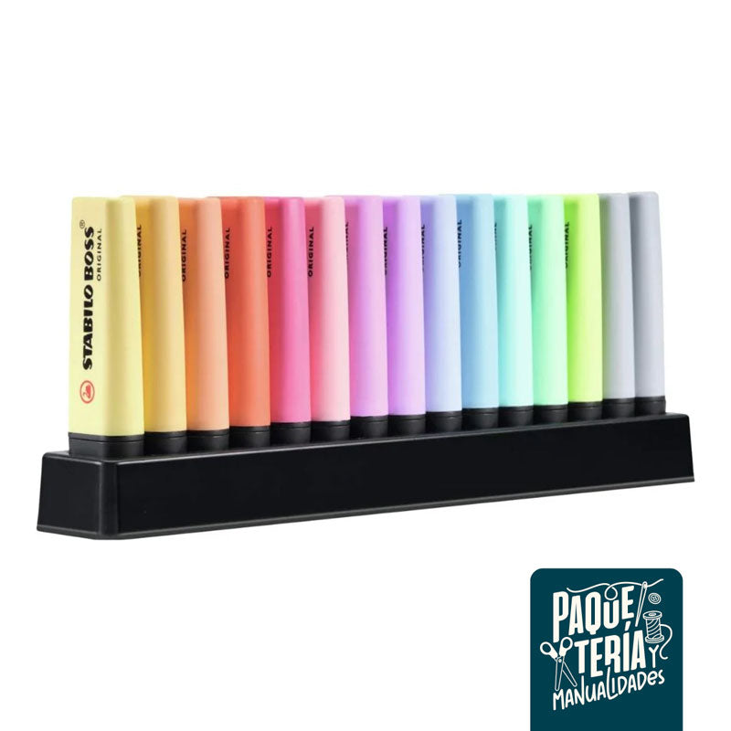 SET DESTACADORES STABILO BOSS PASTEL - BASE ESCRITORIO 15 UNIDADES