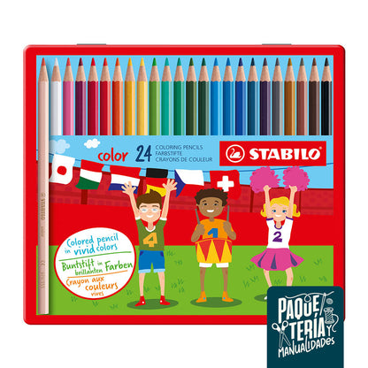 LÁPICES DE COLOR STABILO - CAJA METÁLICA 24 UNIDADES