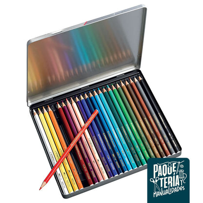 LÁPICES DE COLOR STABILO - CAJA METÁLICA 24 UNIDADES