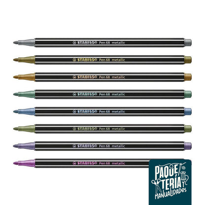 ROTULADOR STABILO PEN 68 METÁLICO - SET 8 UNIDADES
