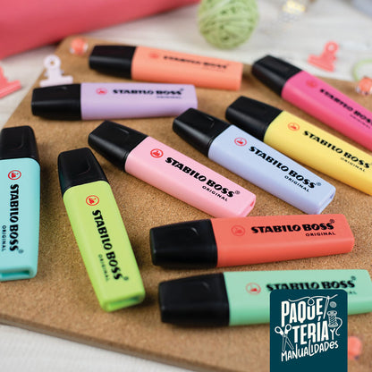 SET DESTACADORES STABILO BOSS PASTEL - BASE ESCRITORIO 15 UNIDADES