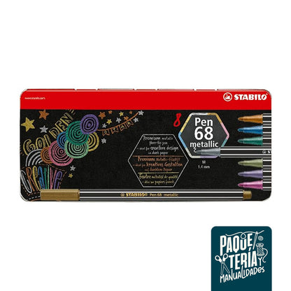 ROTULADOR STABILO PEN 68 METÁLICO - SET 8 UNIDADES