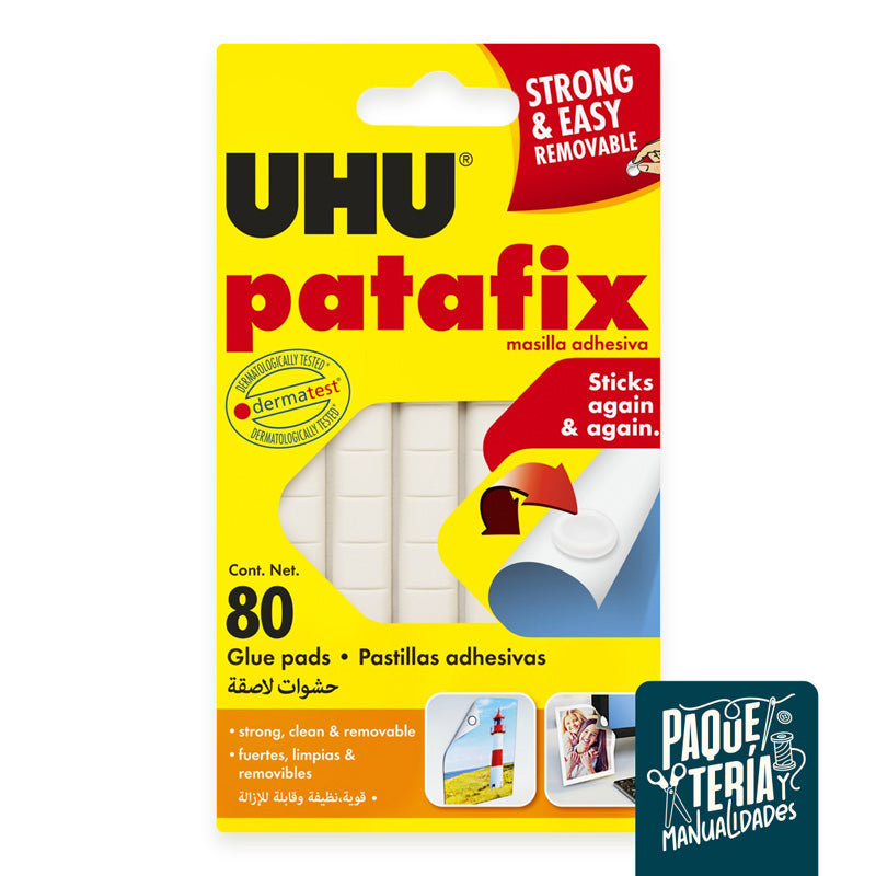 ADHESIVO UHU PATAFIX - MASILLA ADHESIVA - 80 PASTILLAS
